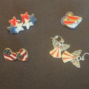 Patriotic Kids Earrings Set - Red, White, and Blue